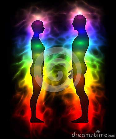 Rainbow Human Aura  Silhouette With Aura And Chakras  Theme Of Healing