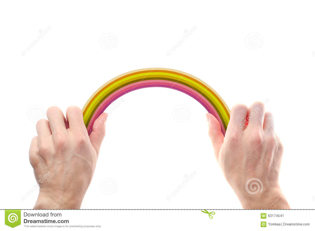 Rainbow In The Men S Hands On A White Background 