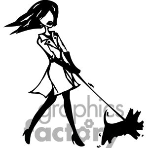 Royalty Free Women Walking Her Dog Clipart Image Picture Art   384759