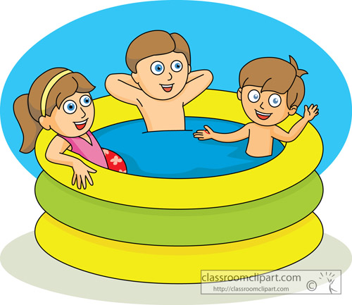 Summer   Kids In Kiddie Pool Summer 03a   Classroom Clipart