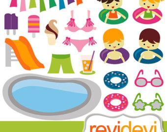 Summer Pool Party Clipart 07397   C Ommercial Use Digital Graphic Clip    