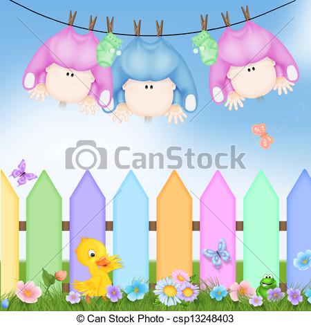 Triplets Hanging    Csp13248403   Search Clipart Illustration