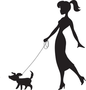 Woman Clipart Image   Woman Walking A Dog
