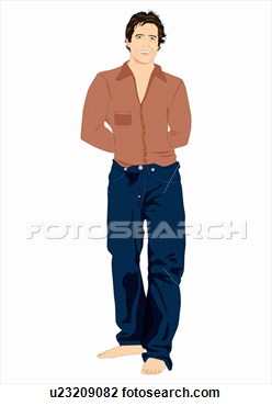 Art   Casual Man In Jeans And Brown Shirt  Fotosearch   Search Clipart    