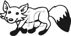 Black And White Fox   Royalty Free Clipart Picture