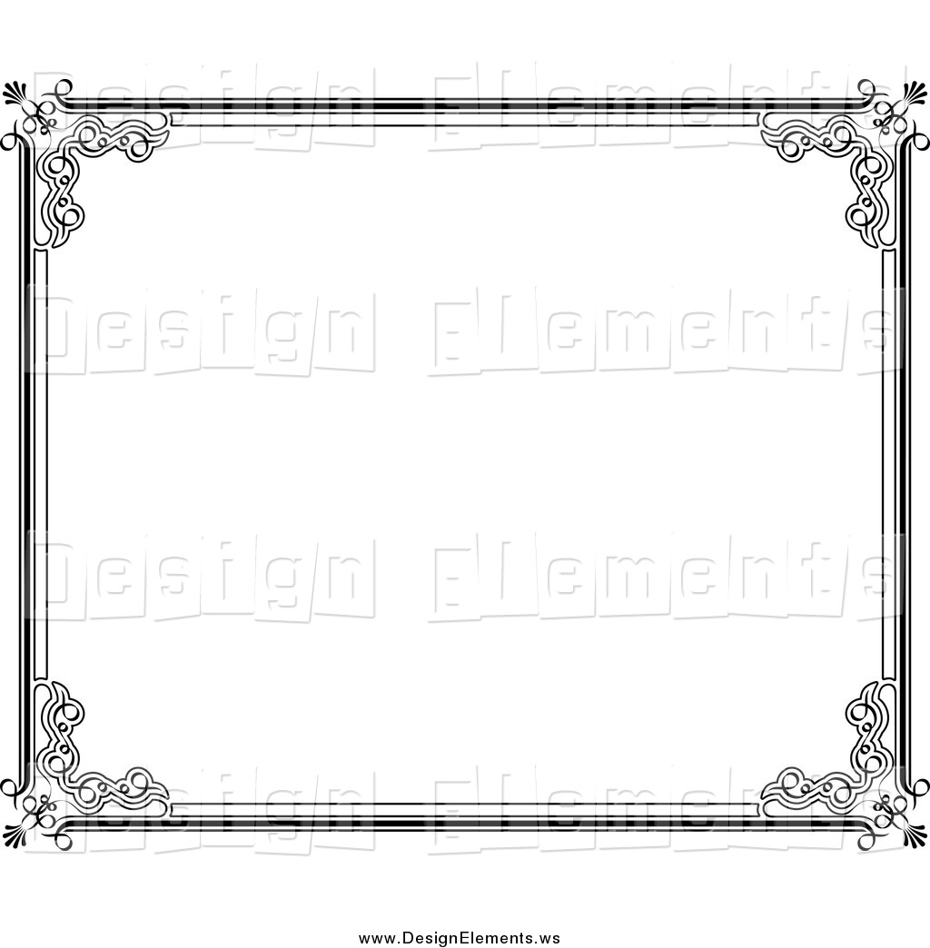 Black And White Ornate Frame Border Design Clip Art Frisko