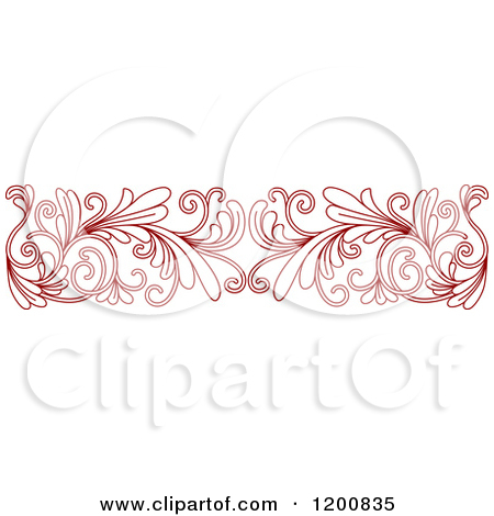 Clipart Of A Red Ornate Floral Border 2   Royalty Free Vector