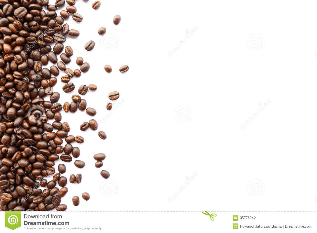 Coffee Beans At Border Of Image With Blank Area For Fill Text 
