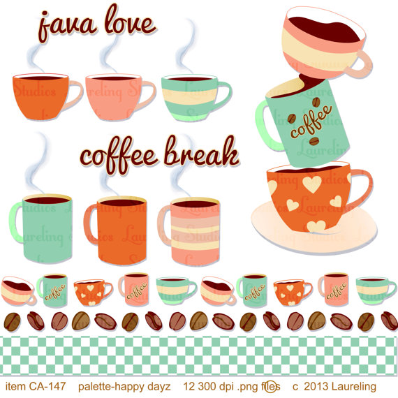 Coffee Beans Cups Scrapbook Borders Checked Border Digital