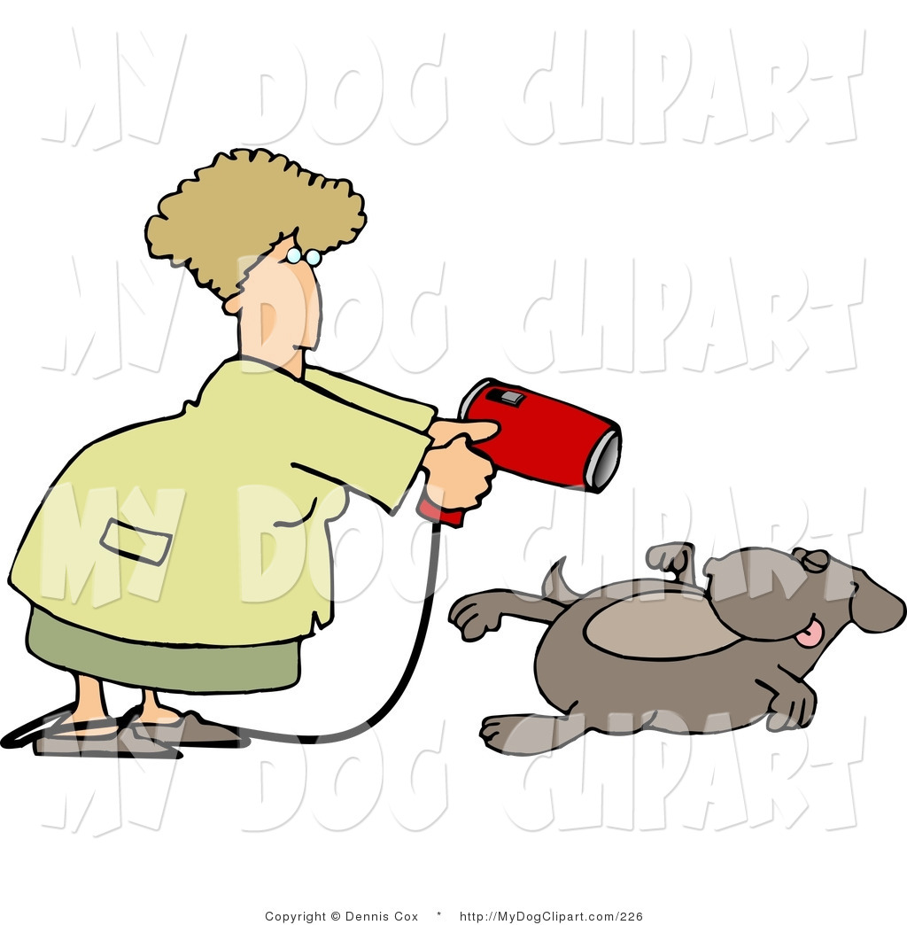 Dog Grooming Clipart Female Groomer Blow Drying A Dog With A Hair