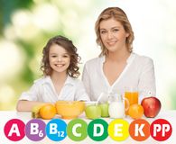 Happy Mother And Daughter Eating Breakfast Royalty Free Stock Photos