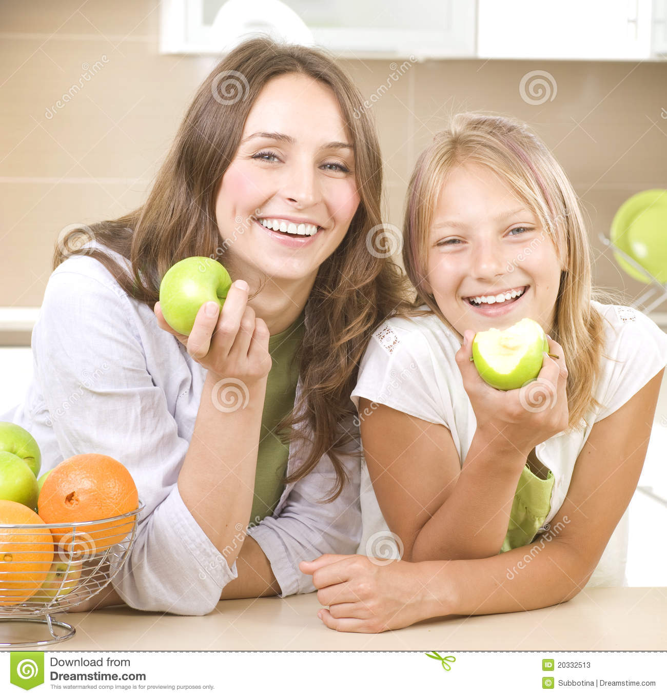 Happy Mother With Daughter Eating Healthy Food  Diet  Healthy Eating