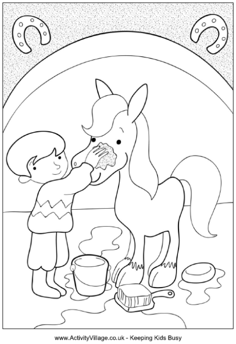 Horse Grooming Coloring Page From Activity Village  Click To Download