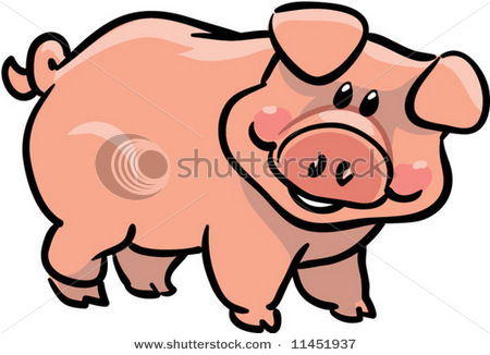 Looking Pig With A Smile Standing Up In A Vector Clip Art Illustration