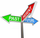 Past Present Future   3 Colorful Arrow Signs   Royalty Free Clip Art