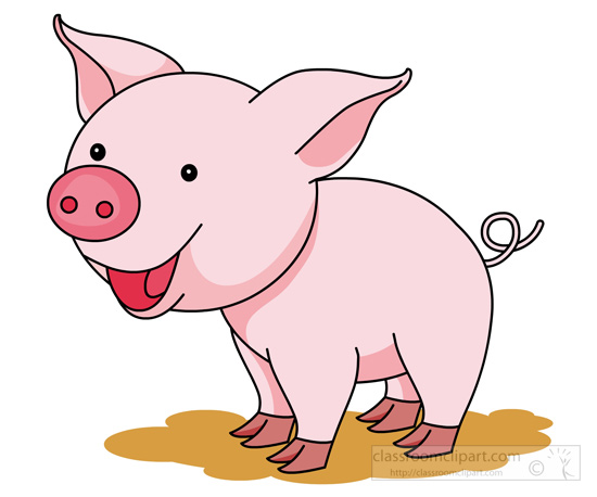 Pig Clipart   Cute Smiling Pink Pig Clipart   Classroom Clipart
