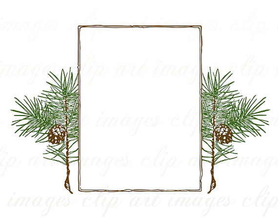 Pine Tree Frame Clip Art Vintage And Hand Colored Royalty Free No