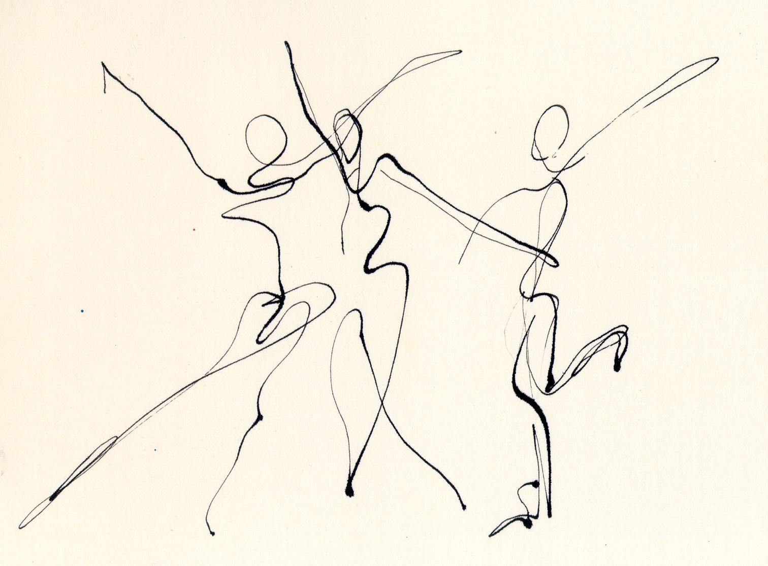 Rejection To Acceptance   3 Dancers Line Drawing Chris Carter Artist