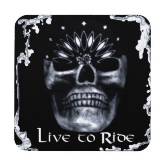 Skull Live To Ride Beverage Coaster