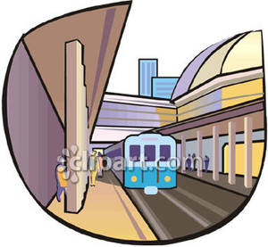 Subway Car Pulling In To The Station Royalty Free Clipart Picture