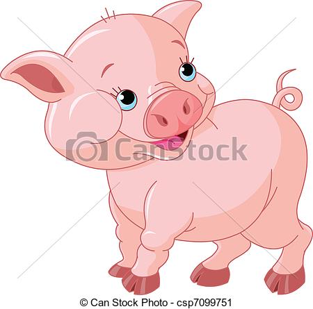 Vector Clip Art Of Little Baby Pig   Happy Smiling Little Baby Pig