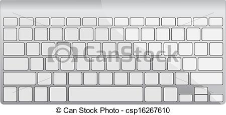 Vector Clip Art Of Modern Aluminum Computer Keyboard Isolated On White    