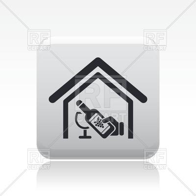 Wine Cellar Icon With Bottle And House   Winery Concept 16463 Icons