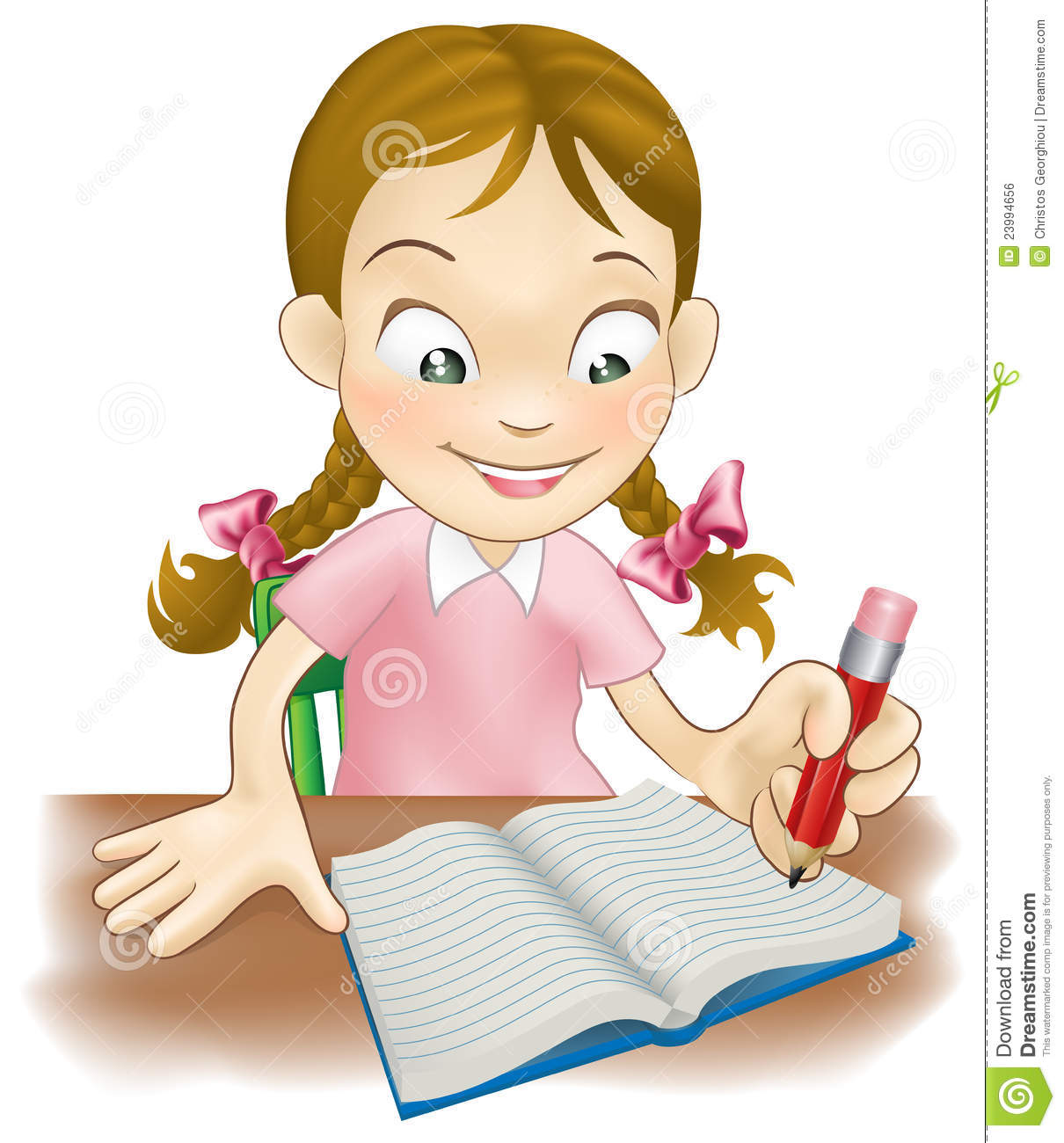 Young Girl Writing In A Book Royalty Free Stock Image   Image    