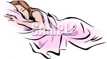 1003 1504 0041 Pretty Woman Sleeping In Pink Sheets Clipart Image Jpg