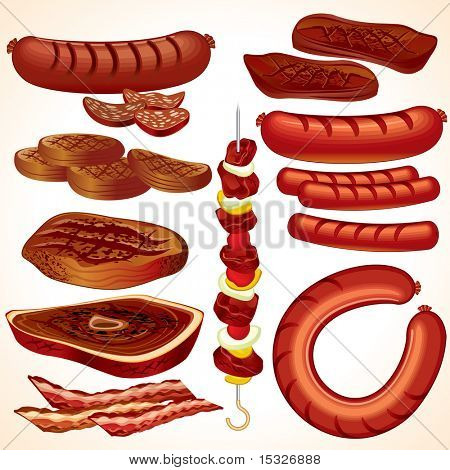     Bbq Collection Clipart Steak Kebab Hamburger W Rstchen Hot Dog