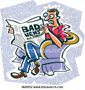 Clip Art   A Surprised Man Reading A Newspaper Of Bad News  Fotosearch