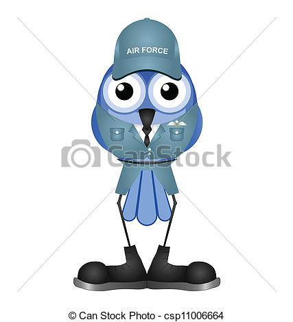 Clip Art Vector Of Bird Airman In Uniform Isolated On White Background