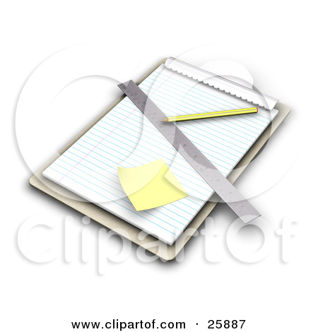 Clipart Illustration Of A Wooden Clipboard With Lined Sheets Of Paper
