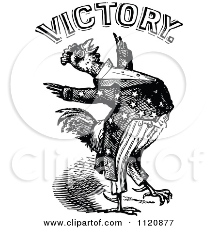 Clipart Of A Retro Vintage Black And White Patriotic American Rooster