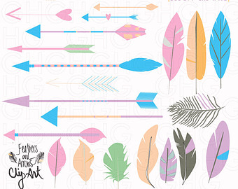 Clipart Tribal Arrows And Feathers Pastel Feather Clipart Arrow