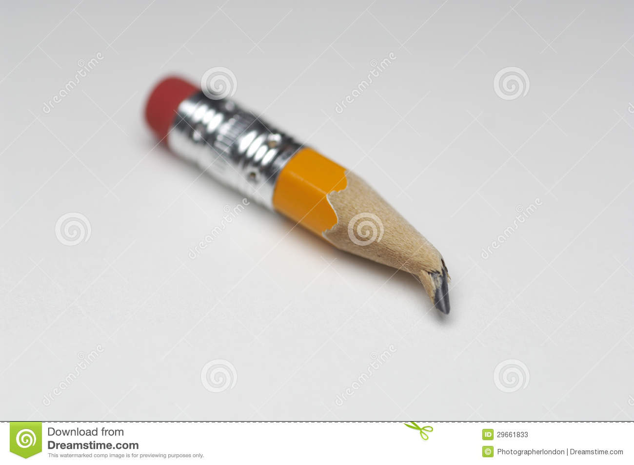 Closeup Of Small Broken Pencil Tip Over White Background 