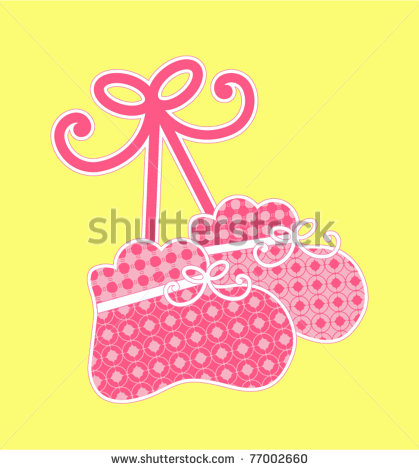 Crocheted Baby Booties Pink For Girl Stock Vector 77002660