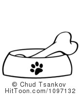 Dog Bowl Clipart Bone In A Red Dog Bowl Dish