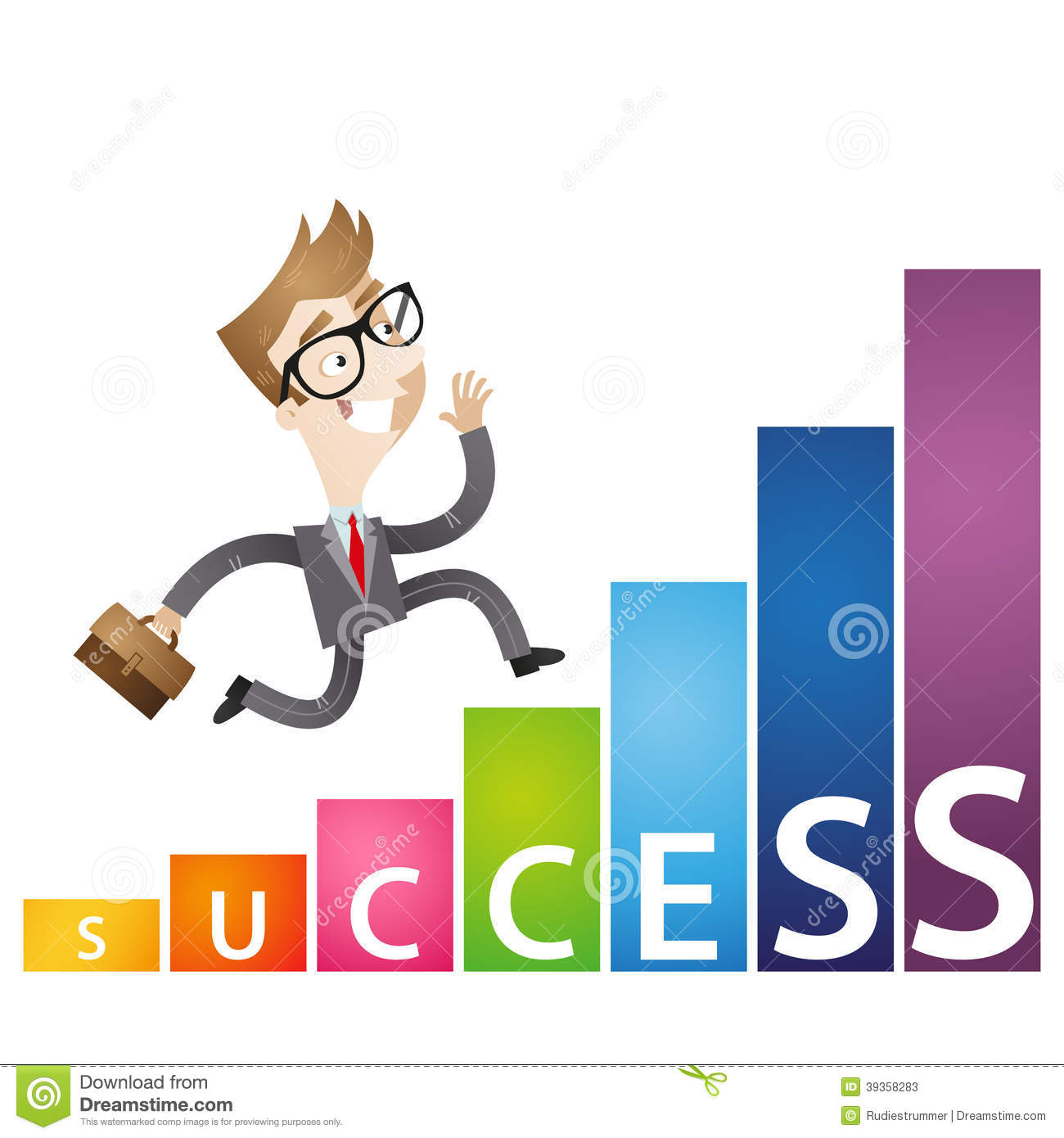 Eager Cartoon Businessman Growing Income Chart Success Stock Vector