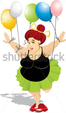 Large Woman Cheating On Her Scale Exam Using Colored Balloons To Do