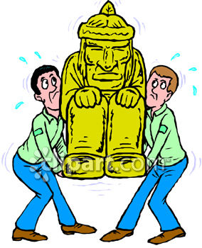 Movers Moving A Statue Royalty Free Clipart Image