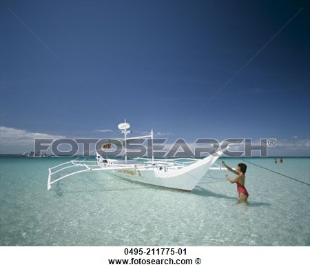 Philippines Boracay Boracay Beach Boat In Water  View Large Photo