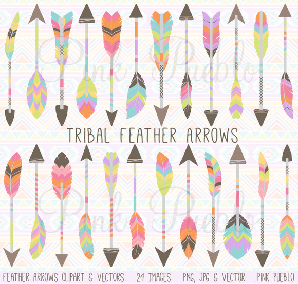 Tribal Feather Arrow Clipart Vectors