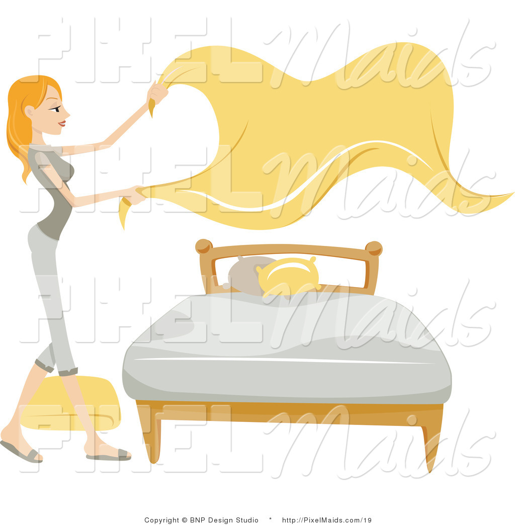 Vector Clipart Of A Maid Changing Bed Sheets By Bnp Design Studio    