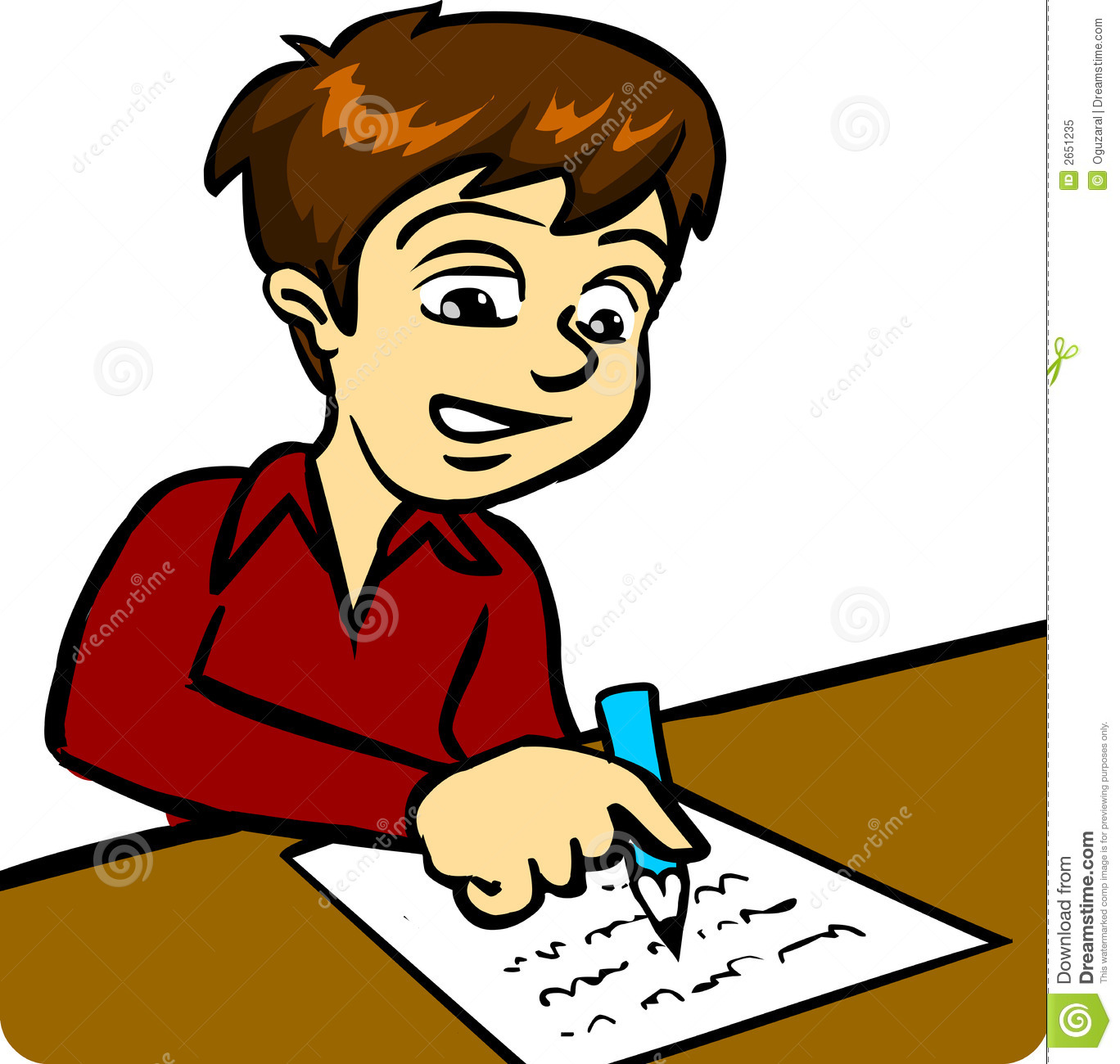 Vector Illustration Of A Boy Writing