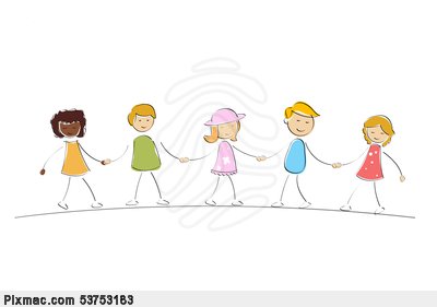Vector Image Of Illustration Of Multi Racial Kids Holding Hands On