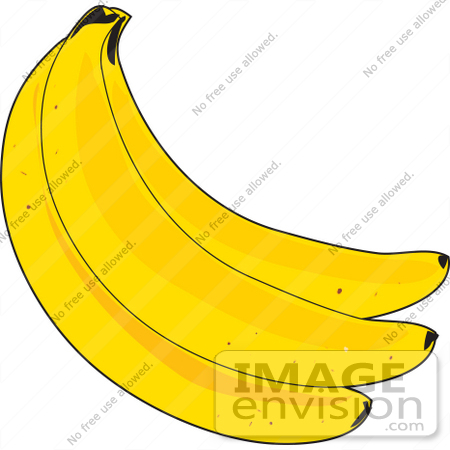 33424 Clipart Of Three Bright Yellow Ripe Bananas In A Bunch By Maria