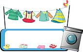 An Empty Template With A Washing Machine And Clothes   Clipart Graphic