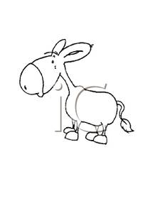 Black And White Cartoon Of A Mule   Royalty Free Clipart Picture