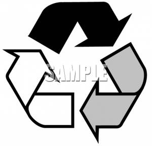 Black And White Recycling Arrows   Royalty Free Clipart Picture
